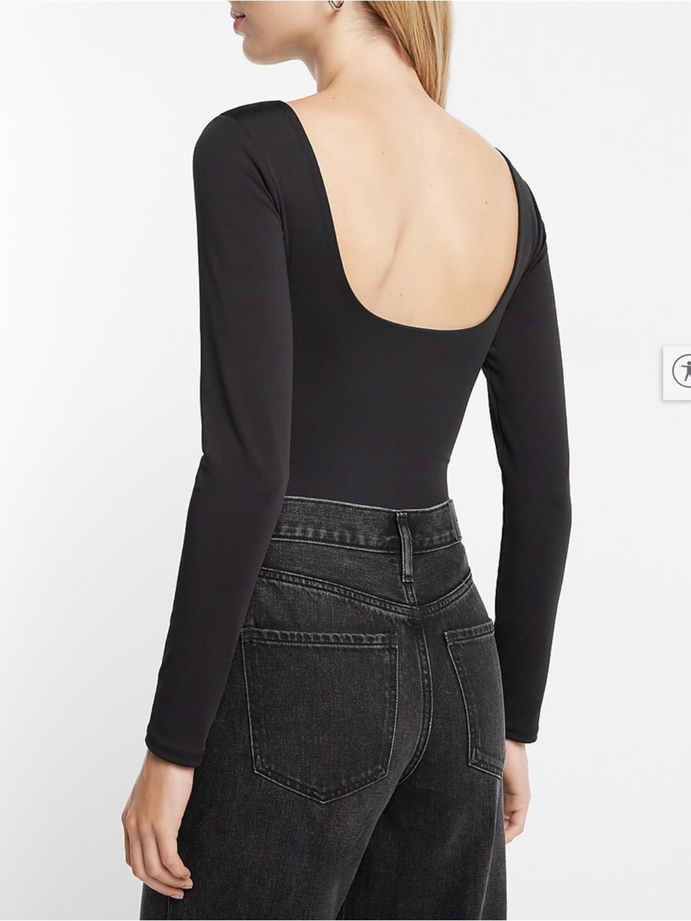 NWT Express Body Contour Low Back Black Long Sleeve Bodysuit